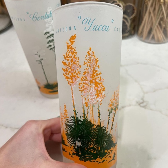 1950s “Yucca cactus” & “Century plant” 14oz Blakely frosted glasses. - Picture 4 of 4